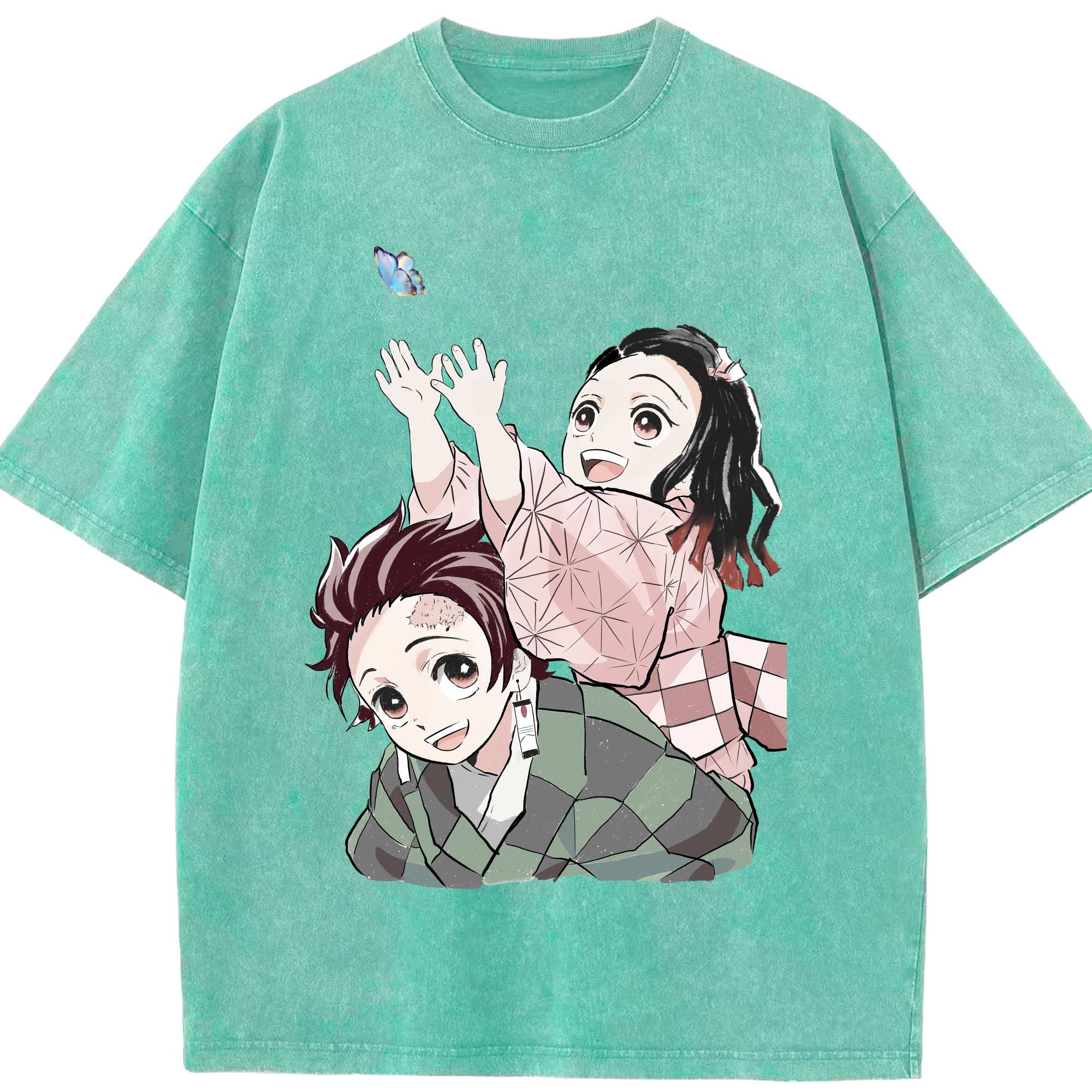 （画像用） 鬼滅の刃（きめつのやいば）竈門 禰󠄀豆子／かまど ねずこ Kamado Nezuko 綿100% ヴィンテージ風 半袖Tシャツ（フロントプリント）